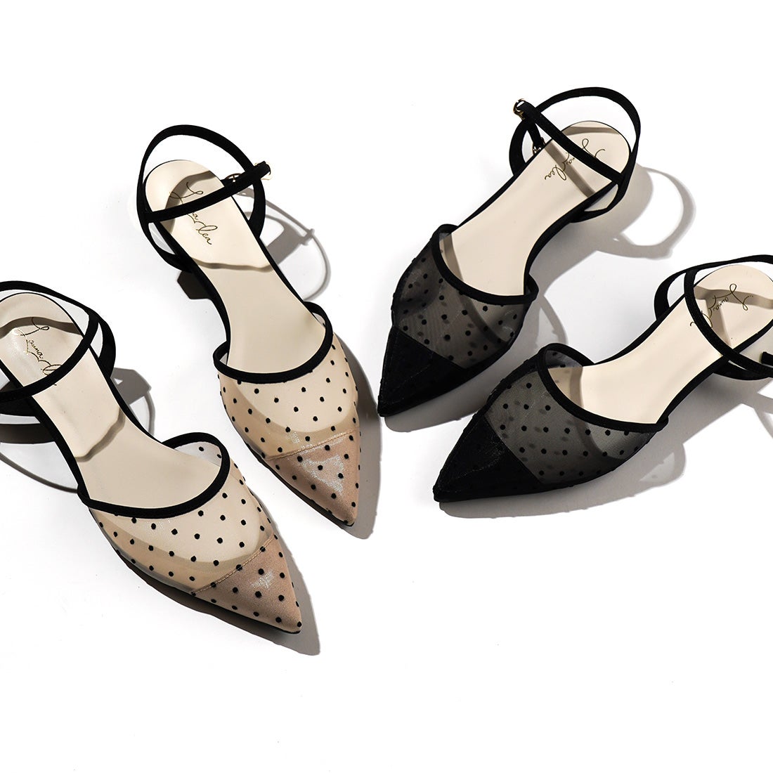 25SS】ドットチュールベルトパンプス(0600) （ベージュZ/C