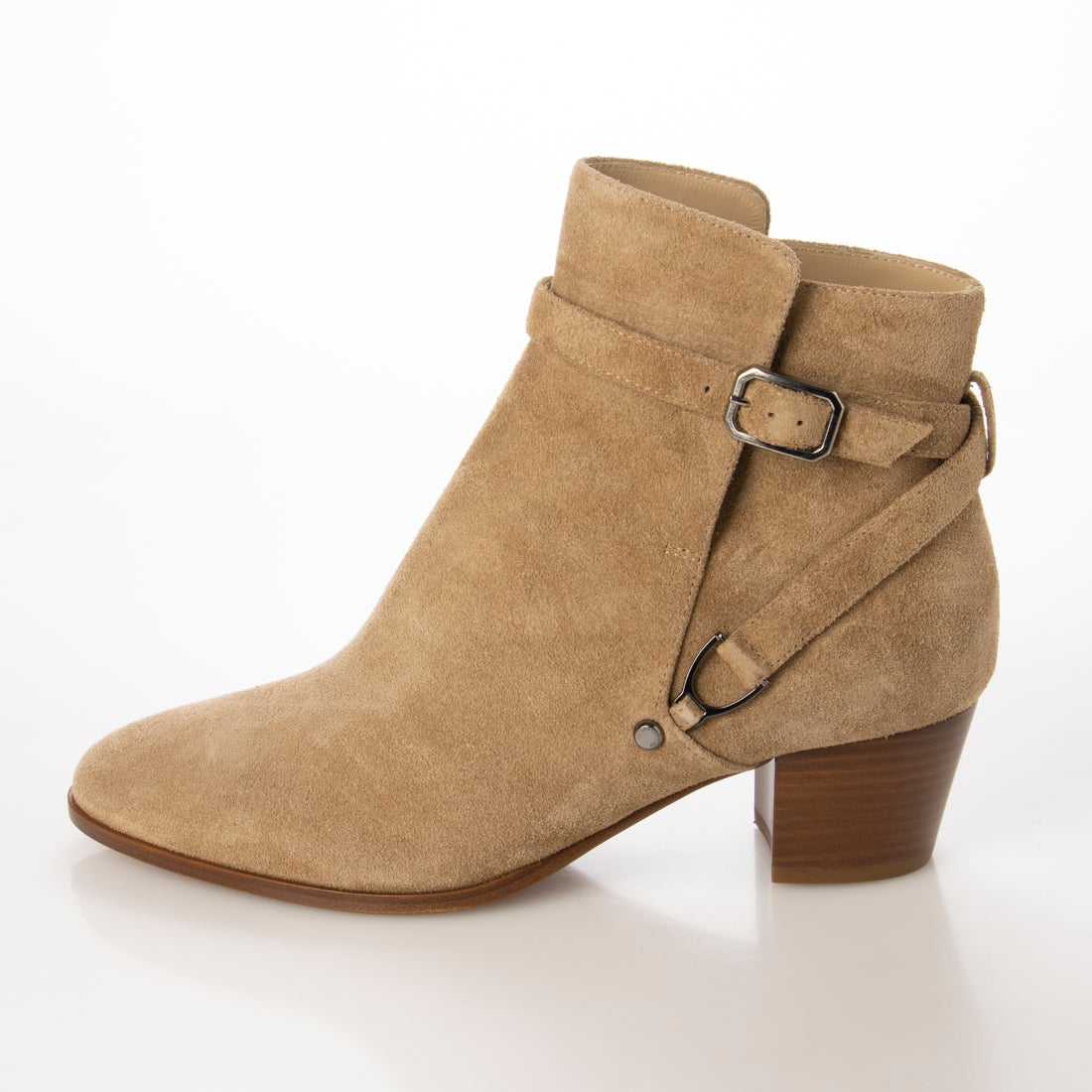 ロンシャン LONGCHAMP ベルトデザインスエードショートブーツ （Beige