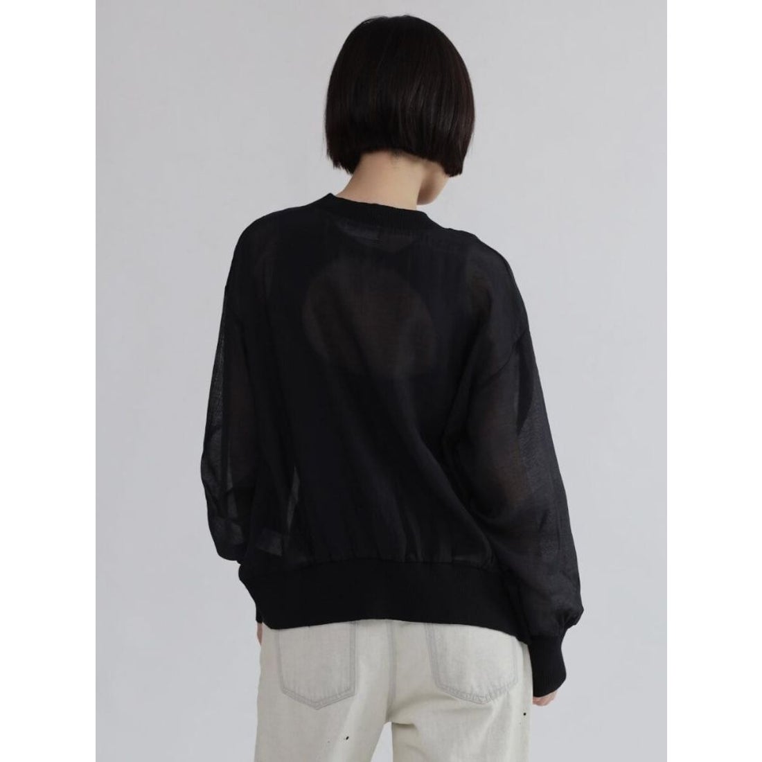 ラシュッド LASUD 裾リブロゴシアートップス （ブラウン