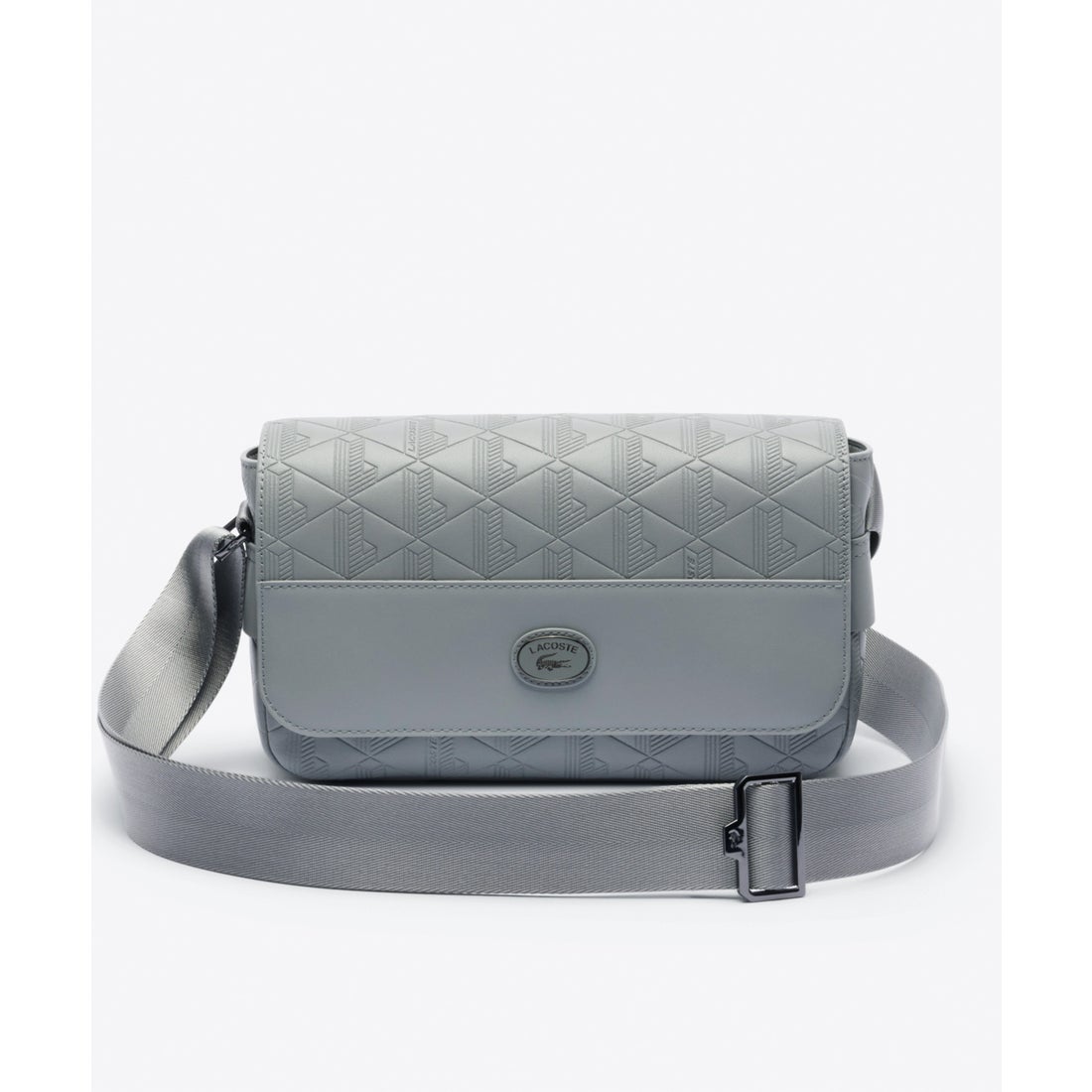 ラコステ LACOSTE モノグラム レザーフラップクローズサッチェルバッグ