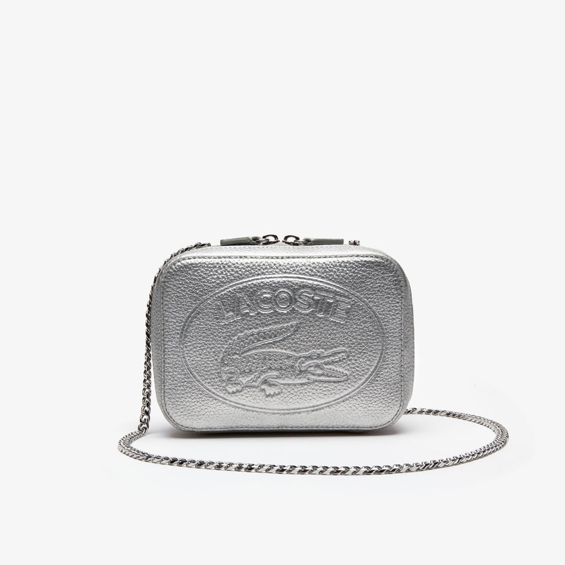 ラコステ LACOSTE CROCO CREWチェーンハンドルバッグ （シルバー） -靴