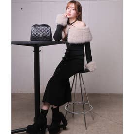 リップサービス LIP SERVICE ファーオフショルボタンニットワンピース