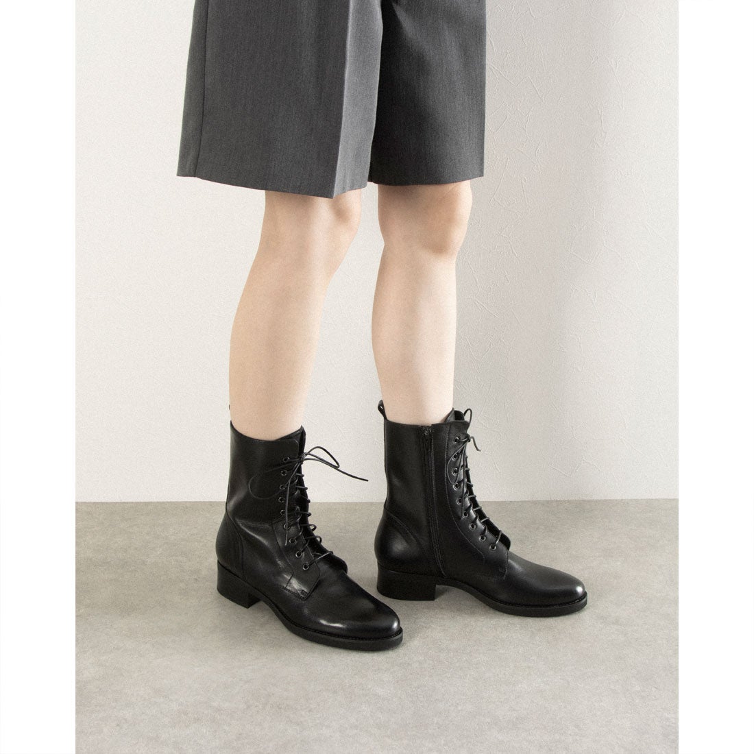 ルカ グロッシ Luca Grossi レースアップショートブーツ （ブラック