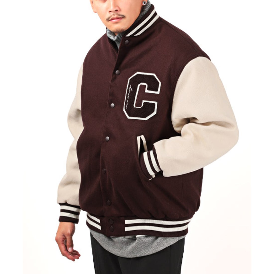 ラグスタイル LUXSTYLE ウールライクワッペンスタジャン/スタジャン