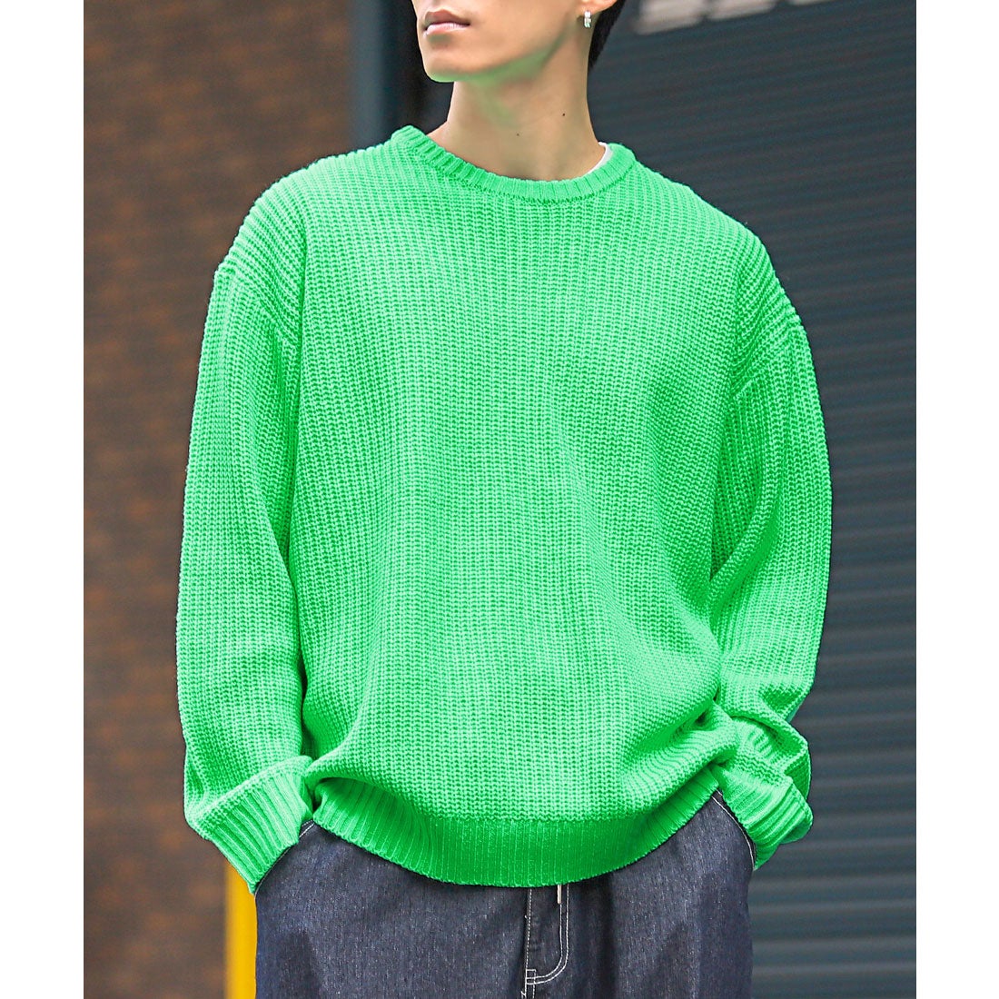 ラグスタイル LUXSTYLE 畦編みクルーネックニット/ニットソー クルー