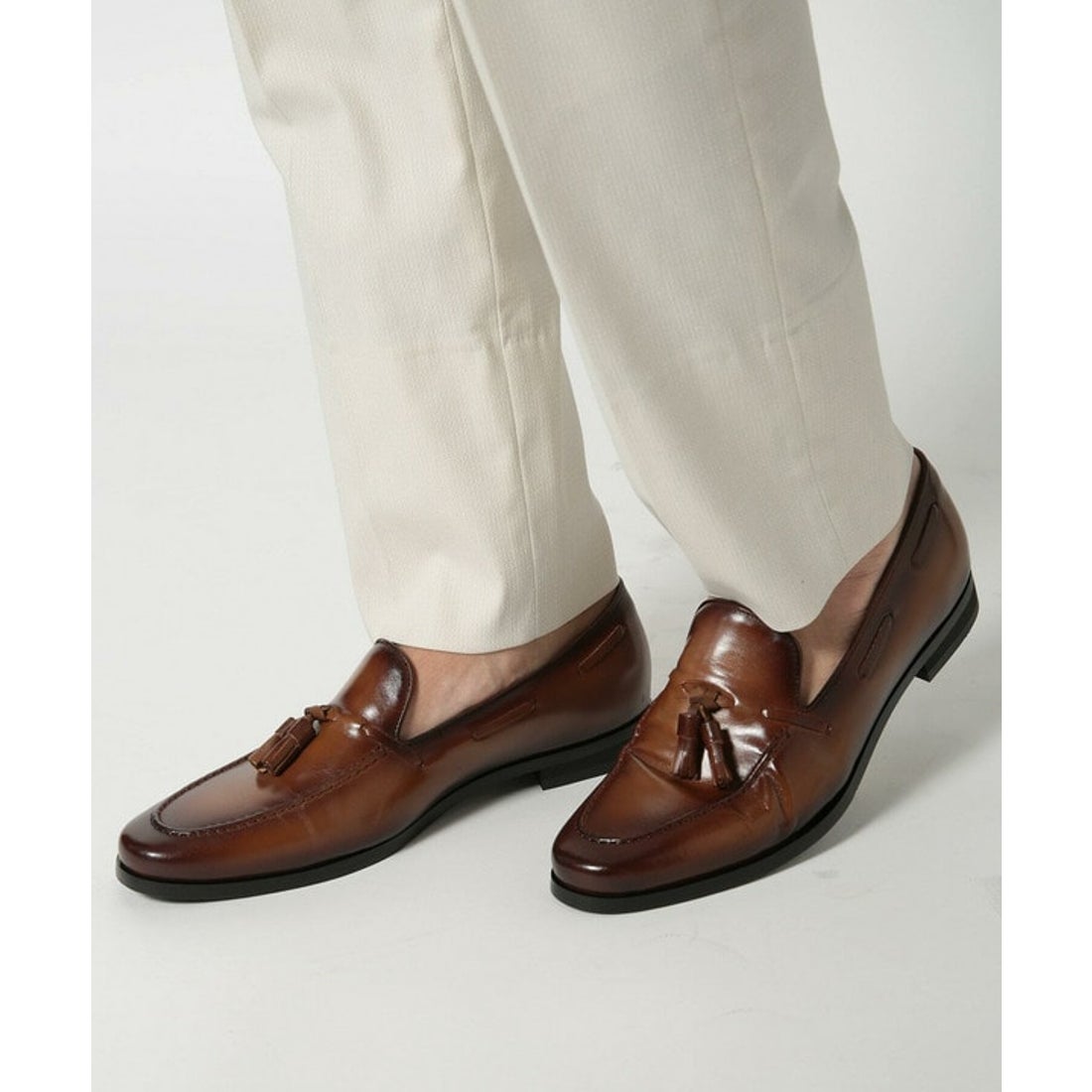 メンズビギ MEN'S BIGI リアルレザータッセルローファー （ブラウン