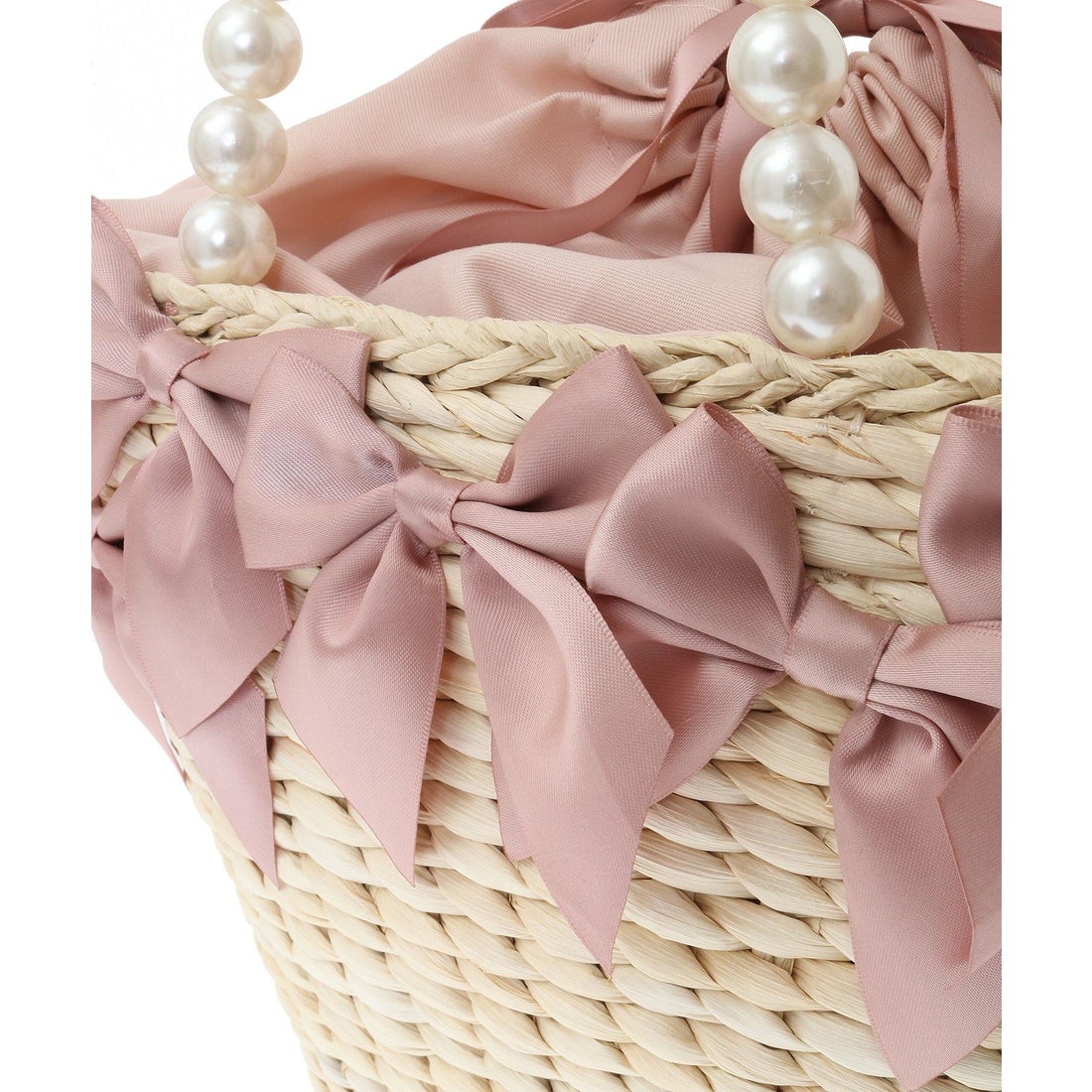 メゾン ド フルール Maison de FLEUR パールハンドルメイズリボンカゴ
