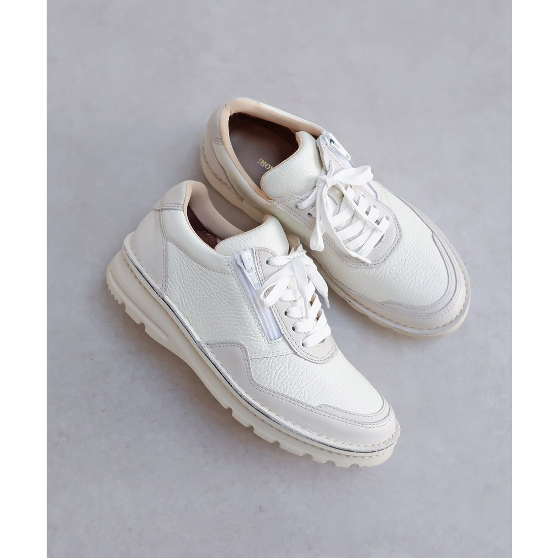 本革】【4E】撥水コンビスニーカー 6121 （アイボリー） -モードカオリ