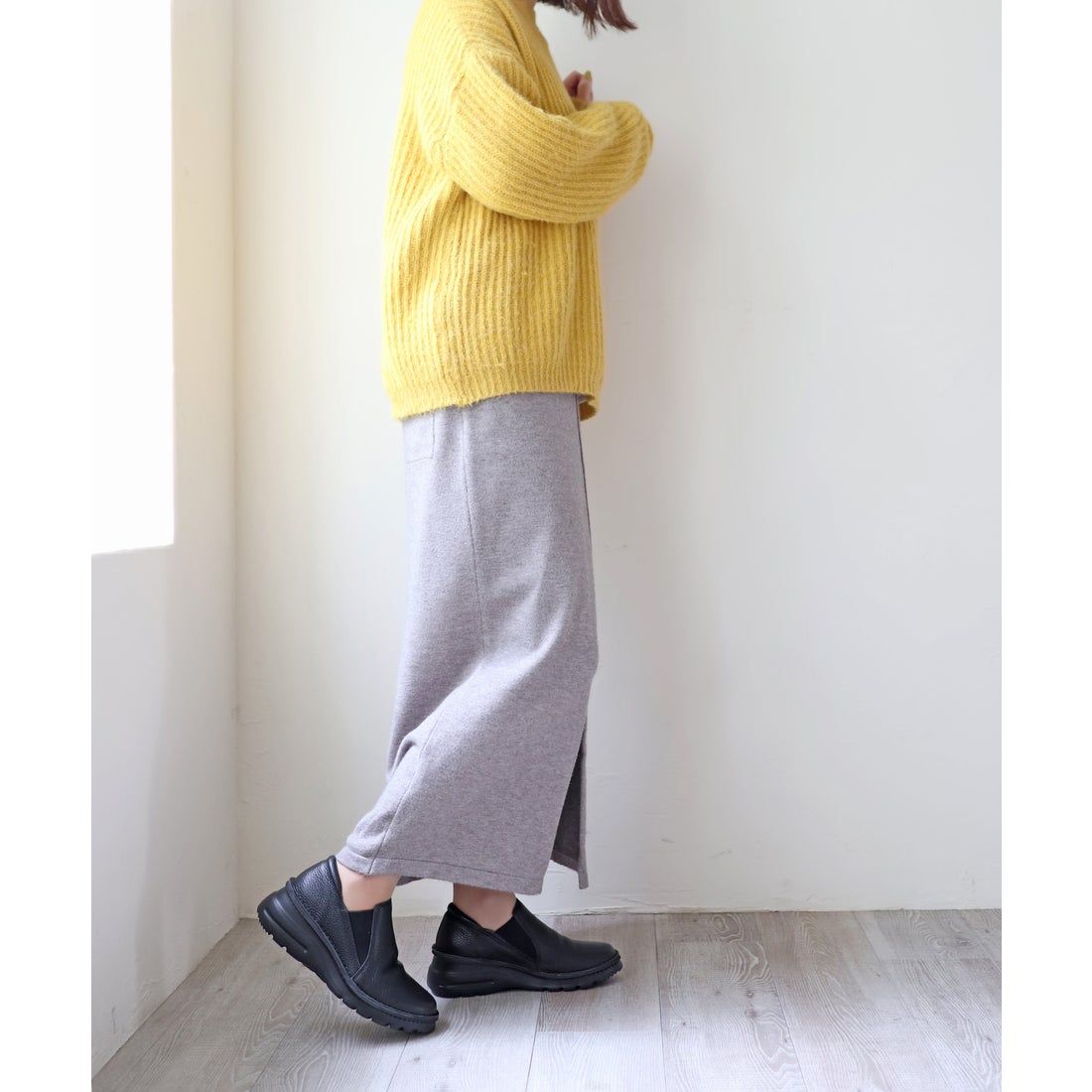 本革】 【4E】撥水サイドゴアスニーカー 6131 （ブラック） -モード