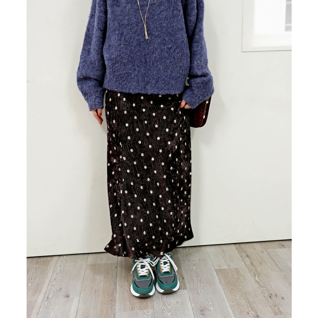 本革】 厚底ヒールアップスニーカー 21508 （ダークグリーン） -モード