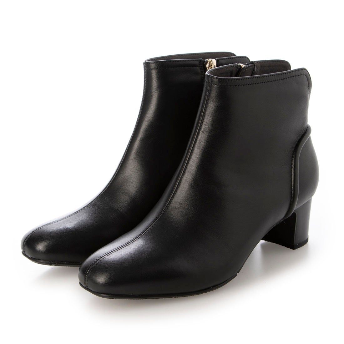 本革】 ショートブーツ 16262 （ブラックスムース） -モードカオリ