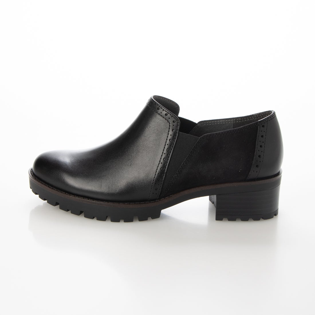 本革】 トラックソールコンビスリッポン 21471 （ブラック/C） -モード