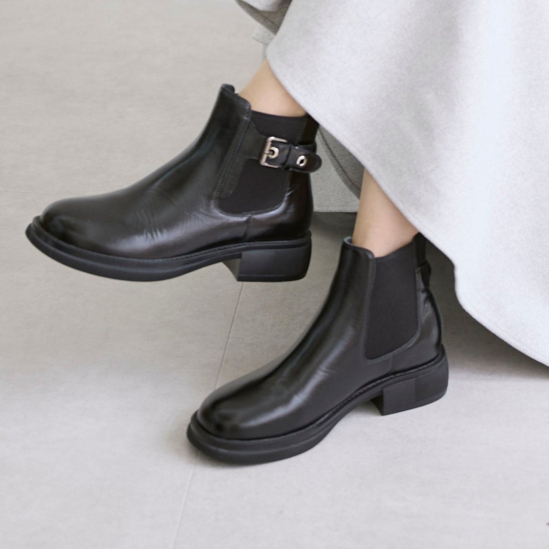 MODE ET JACOMO carino 本革サイドゴアベルテッドショートブーツ