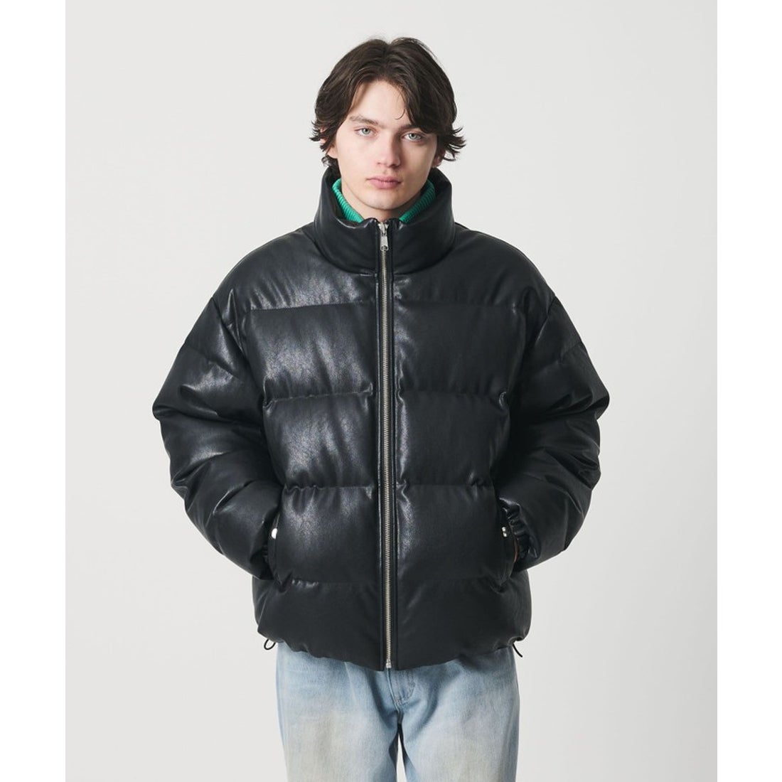 モンキータイム monkey time レザーライク ダウン ジャケット （BLACK