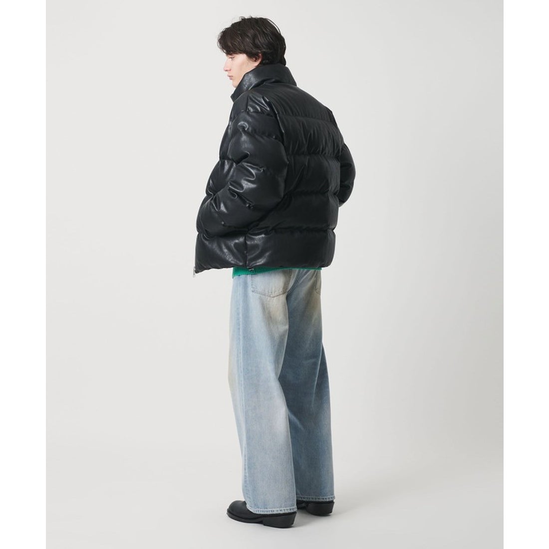 モンキータイム monkey time レザーライク ダウン ジャケット （BLACK