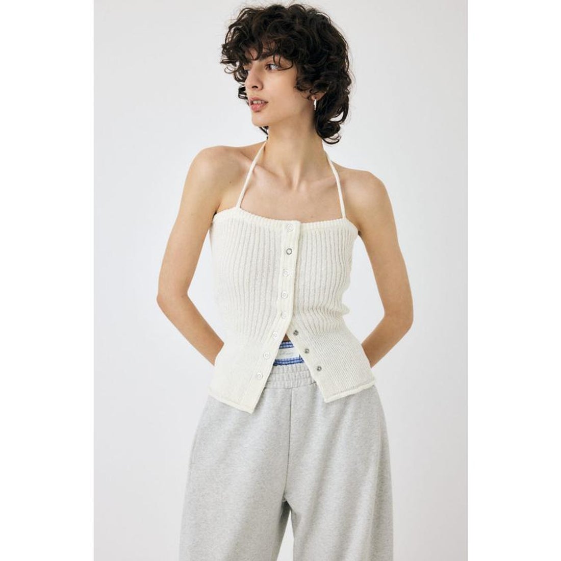 マウジー MOUSSY FRONT BUTTON ニットキャミ （BLK） - ファッション