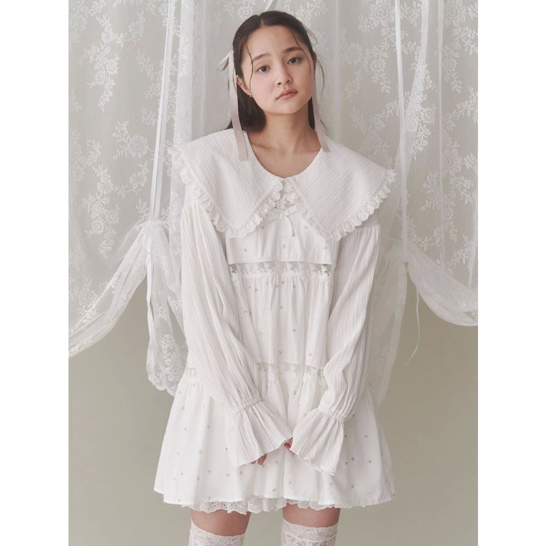 メリージェニー merry jenny flowerフレアベビードール （ブルー） -靴