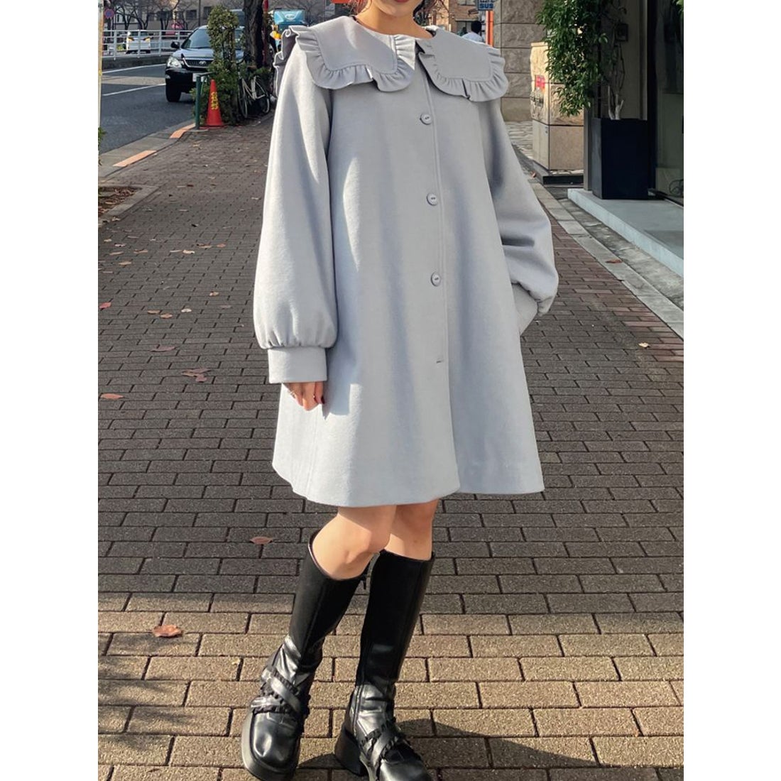 メリージェニー merry jenny Aラインセーラーコート （アイスブルー