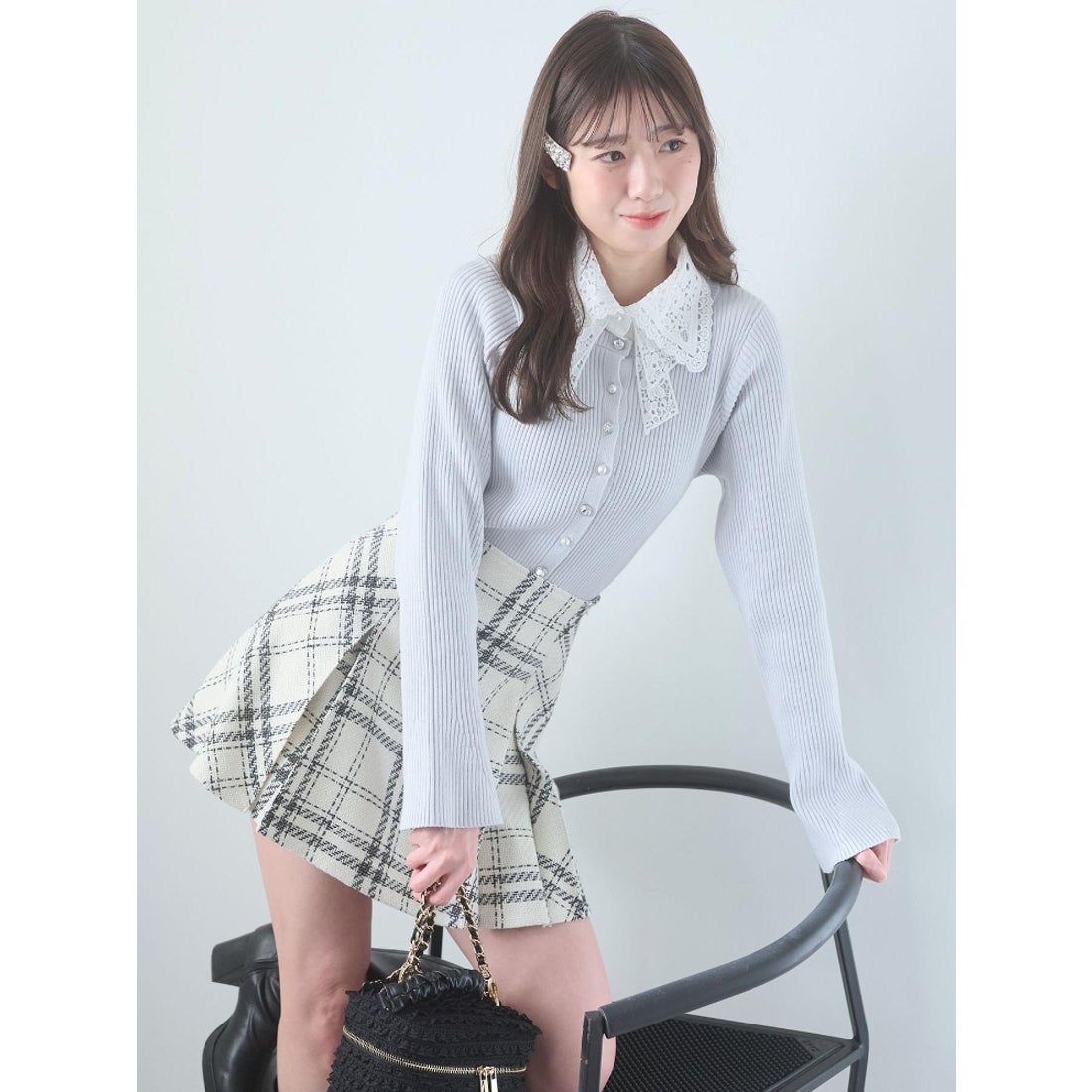 マジェスティックレゴン MAJESTIC LEGON リボンレース襟ニット