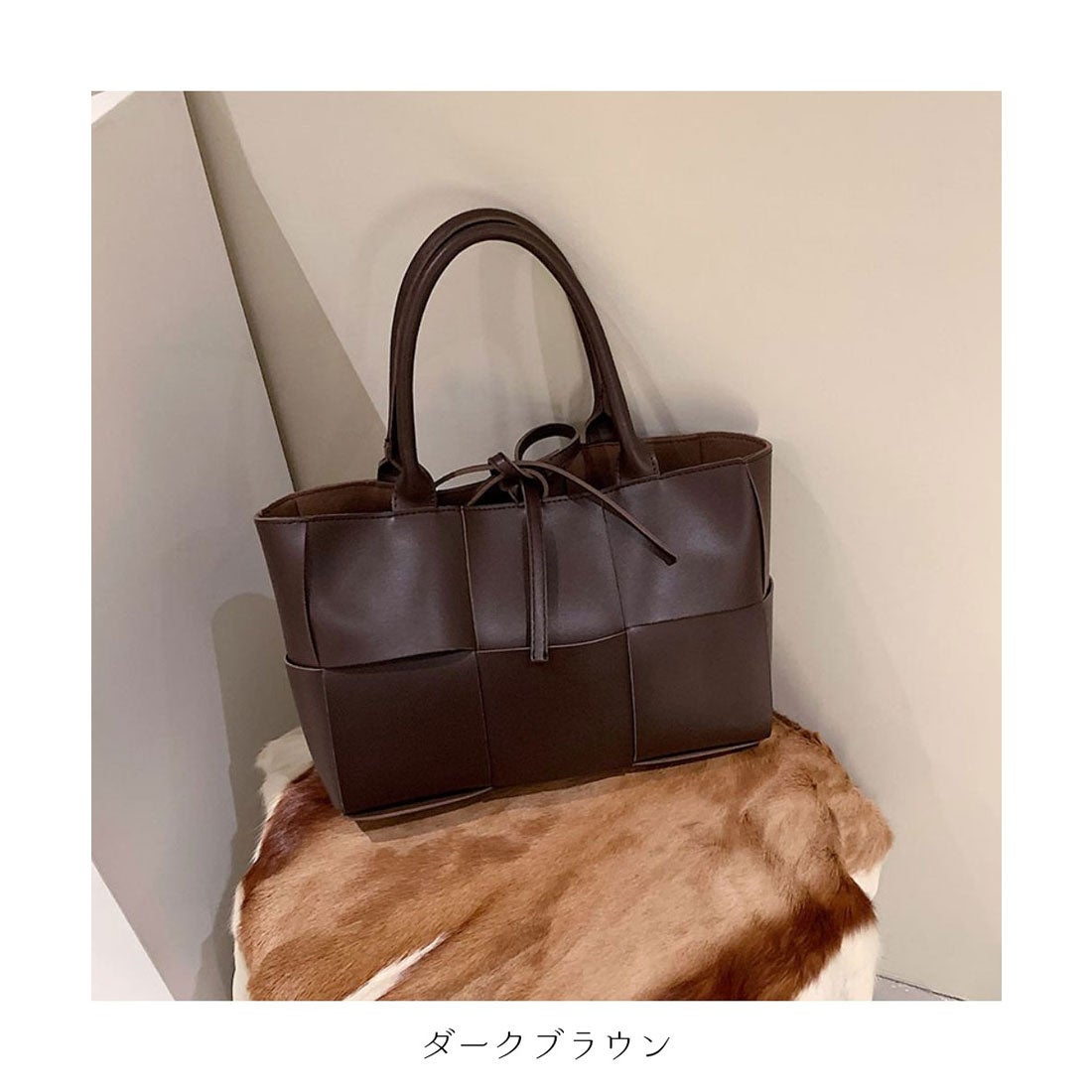 メゾンドラティール maison de LATIR 編み込みレザーショルダーバッグ