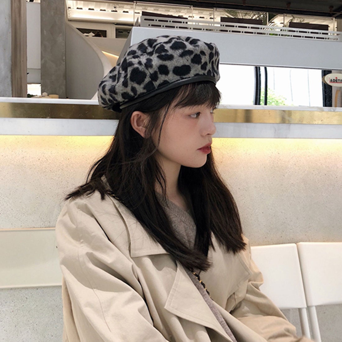 miniministore 起毛 レオパード柄 ベレー帽 秋冬 - ファッション通販