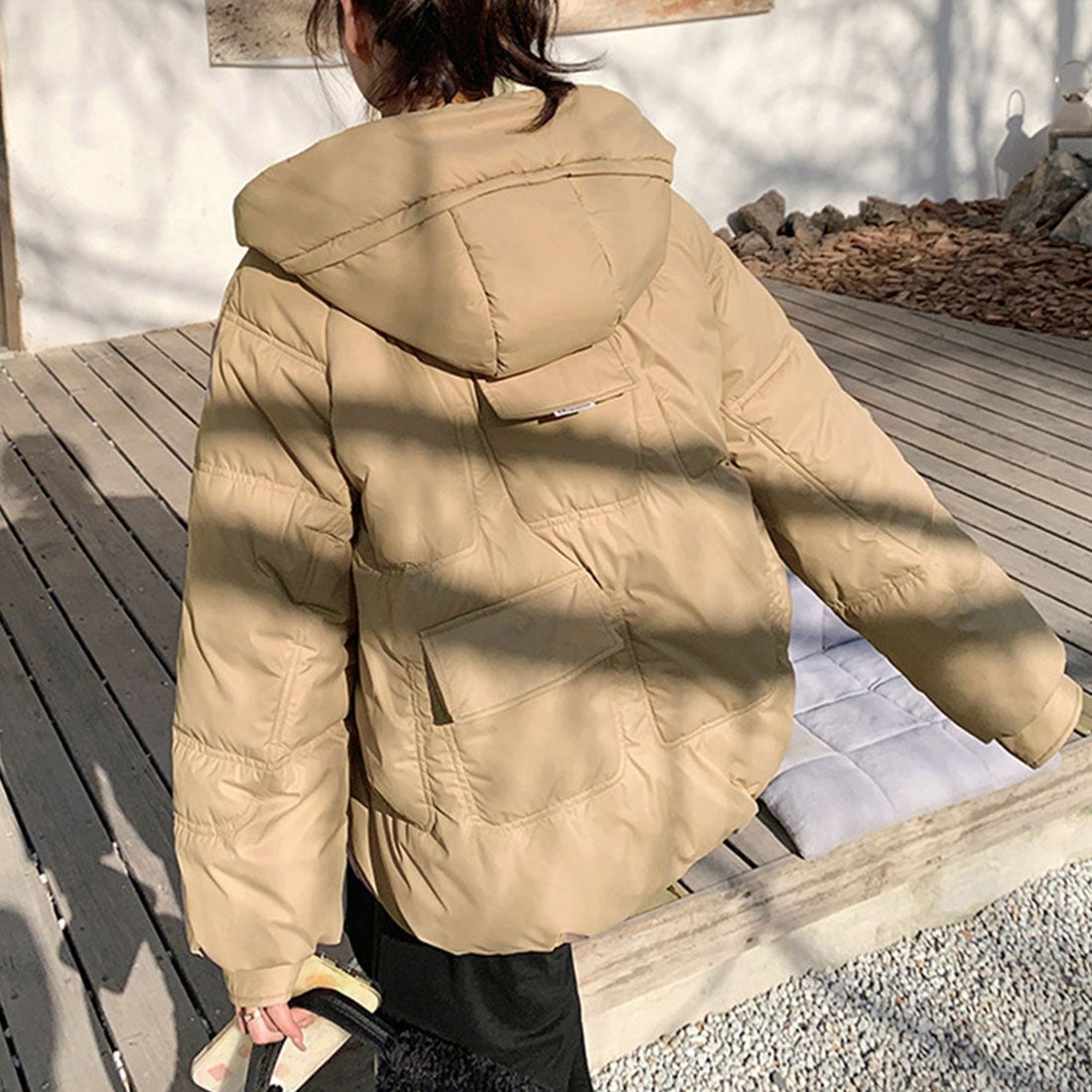 miniministore 中綿フェイクダウンジャケット フード付き