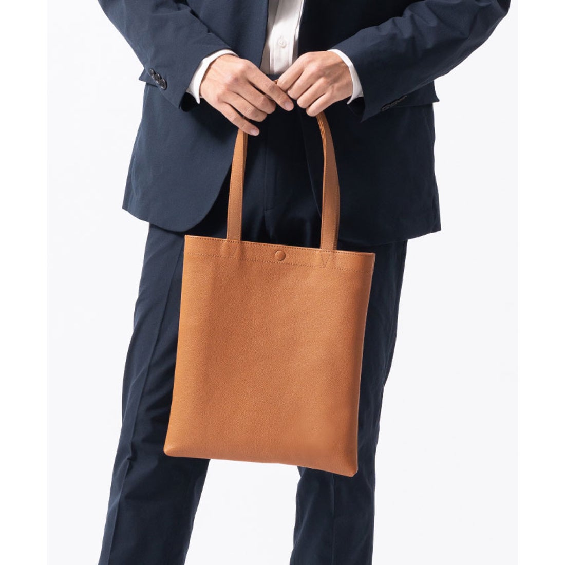 MURA シュリンクレザー マグネットボタン式 薄マチ ミニトートバッグ