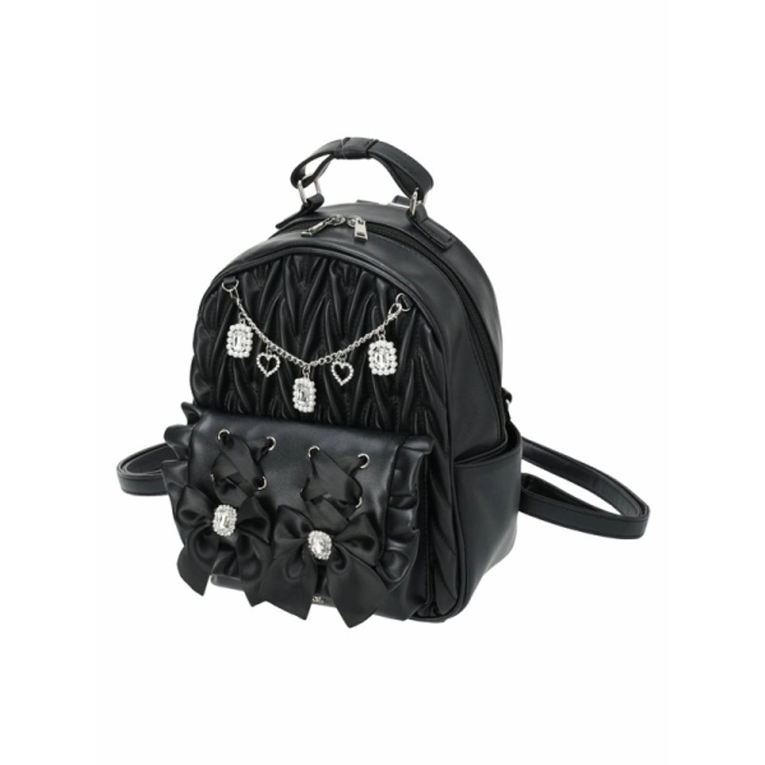 ノエミー NOEMIE チェーン付きキルティングリュック （黒） -靴