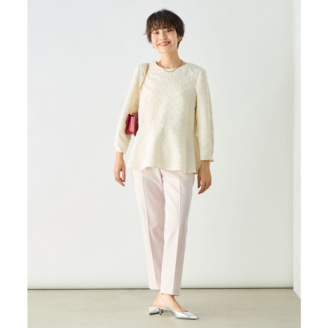 ノーリーズソフィー NOLLEY'S sophi ドットカットジャガードペプラム