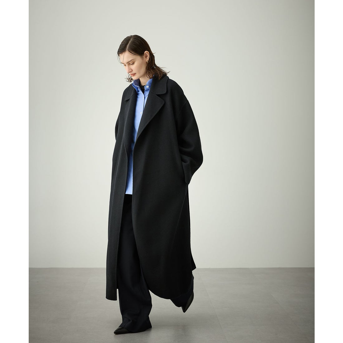 ノーク N.O.R.C ウールメルトンロングリバーコート （ブラック