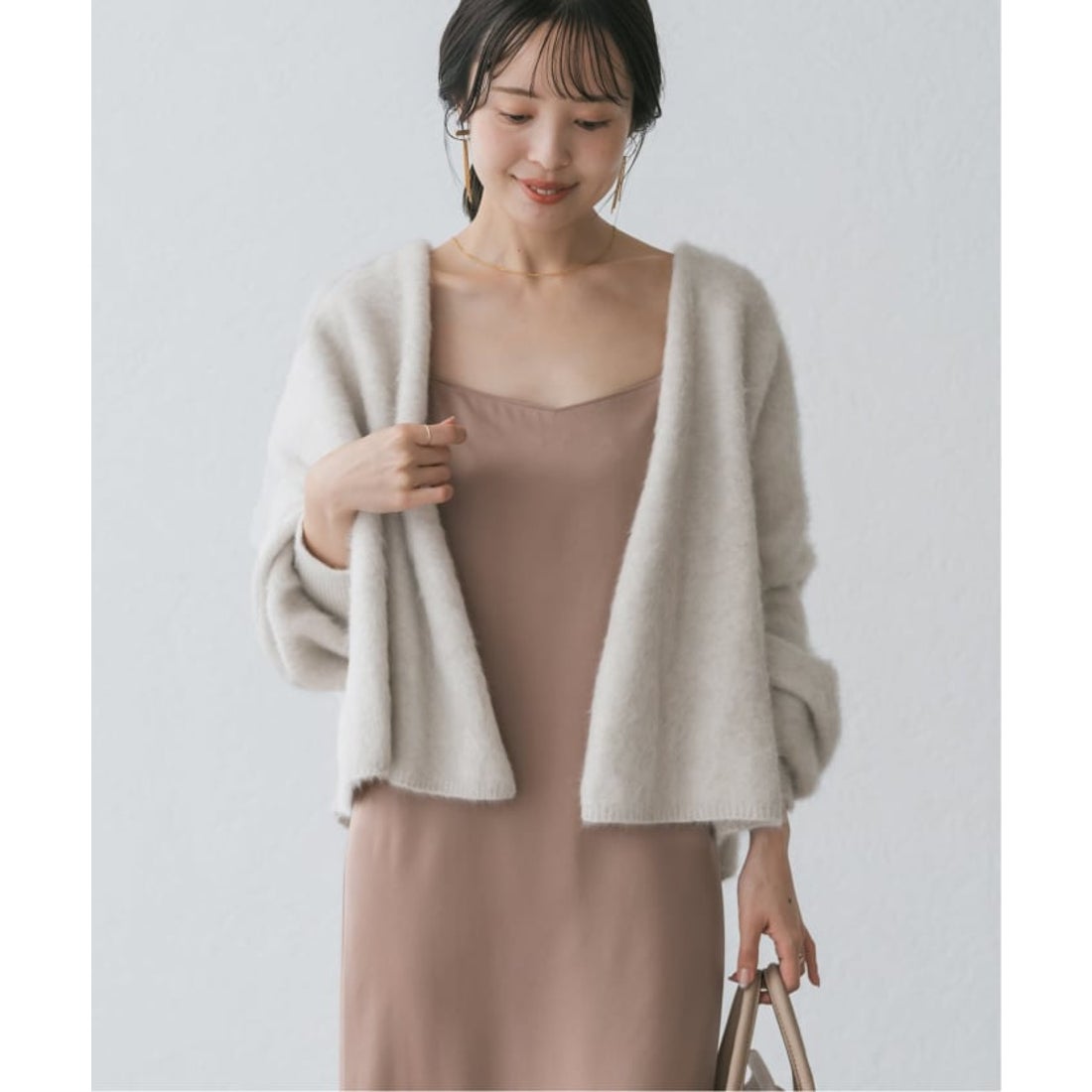 ノーブル NOBLE FOX/Caファーニットカーディガン （グレー