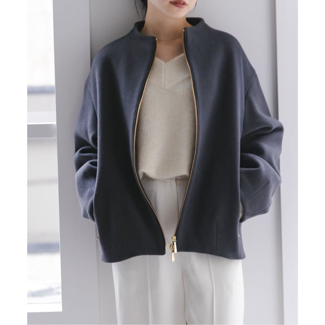 ノーブル NOBLE MTRレイズドネックジップコート （グレー