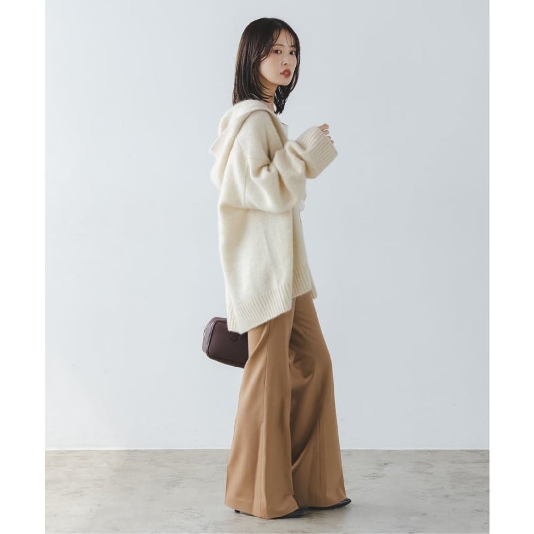 ノーブル NOBLE YAKフーディーカーディガン （ホワイト A