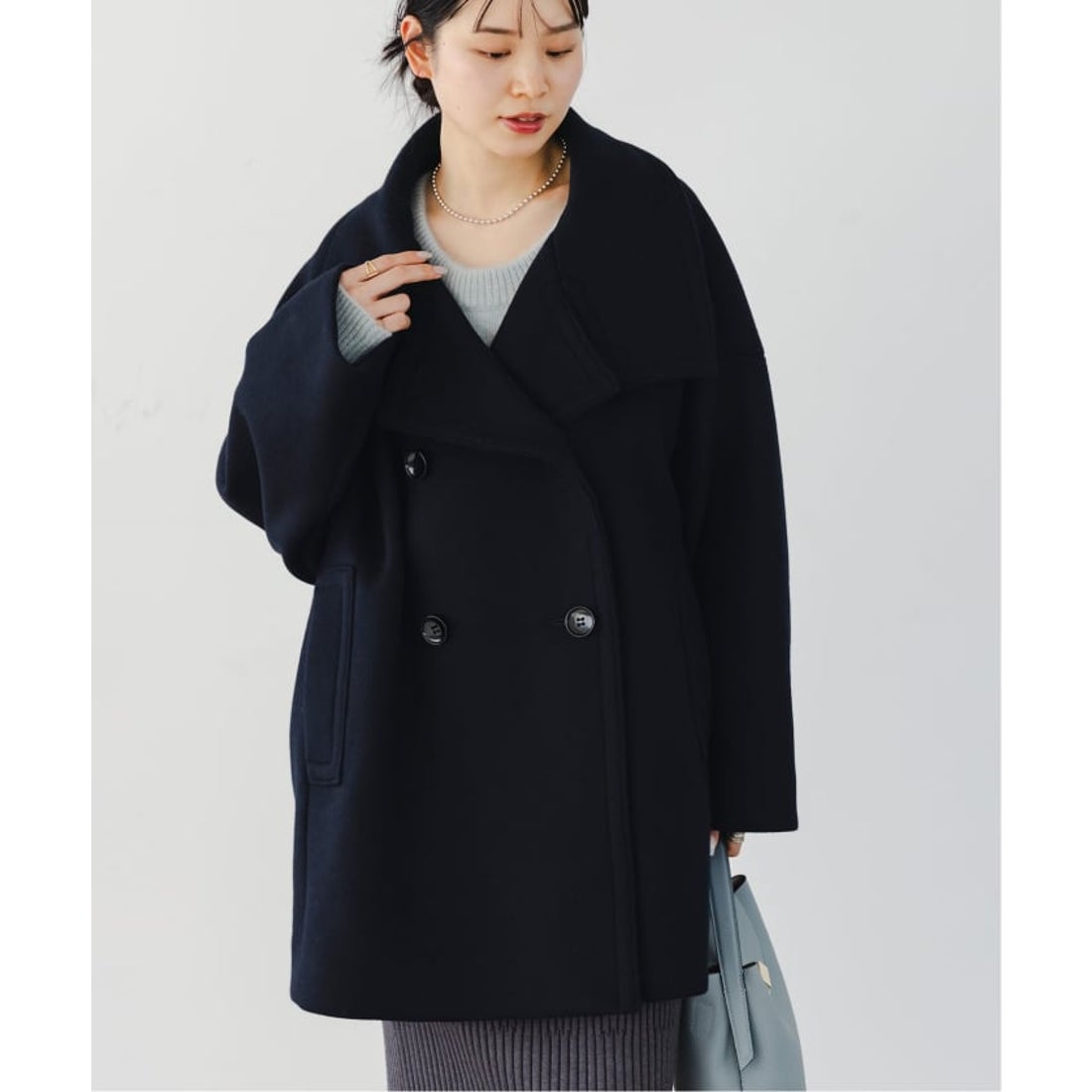ノーブル NOBLE 《追加》スタンドカラーオーバーコート （ネイビー