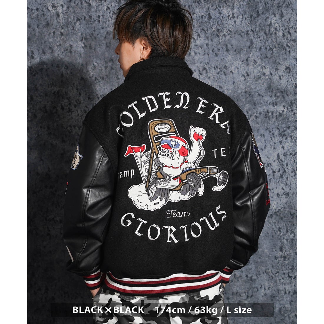 ワンフォークロージング 1111clothing ワッペン刺繍 袖PU スタジャン