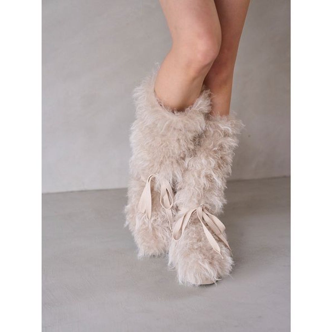 スナイデル SNIDEL レースアップファーブーツ （LBEG） -ファッション