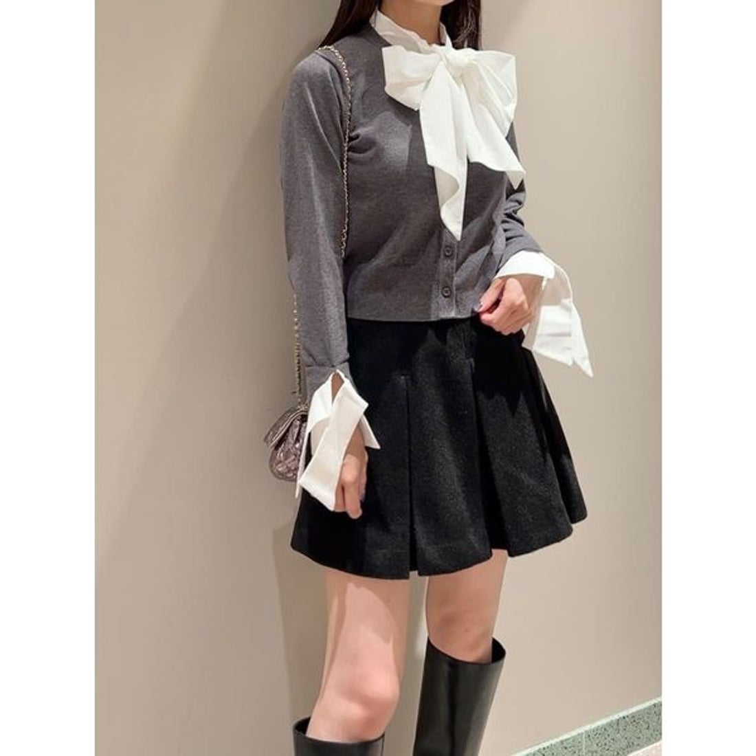 スナイデル SNIDEL ボウタイドッキングニットプルオーバー （BLK