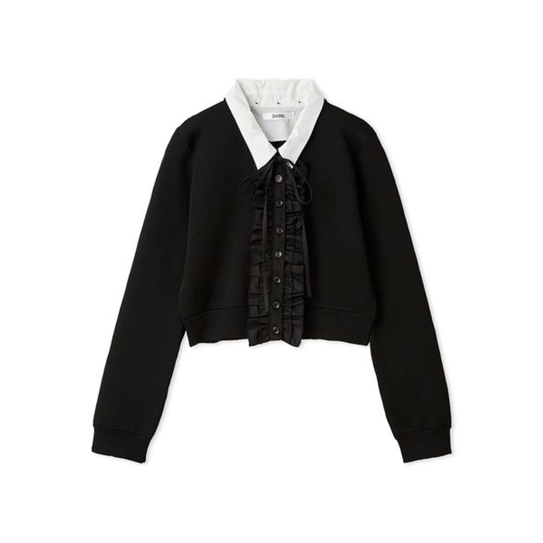 スナイデル SNIDEL フリルニットカーディガン （BLK） - ファッション