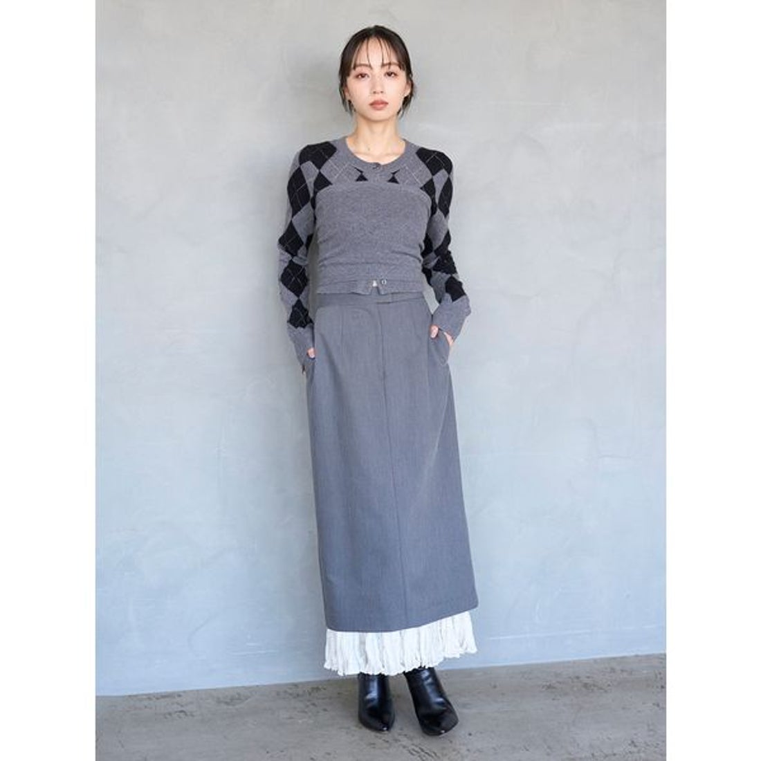 スナイデル SNIDEL アーガイルニットアンサンブル （LBLU