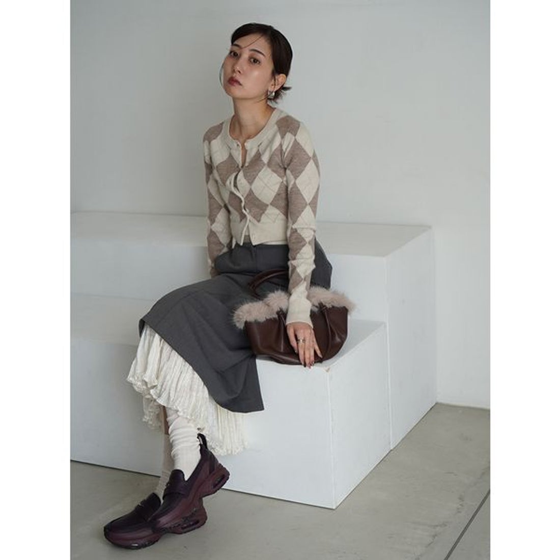 スナイデル SNIDEL アーガイルニットアンサンブル （LBLU