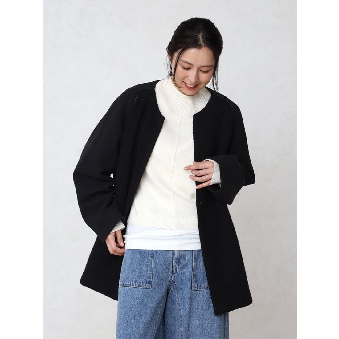 クローブ CLOVE ブークレードッキングノーカラーコート （ブラック