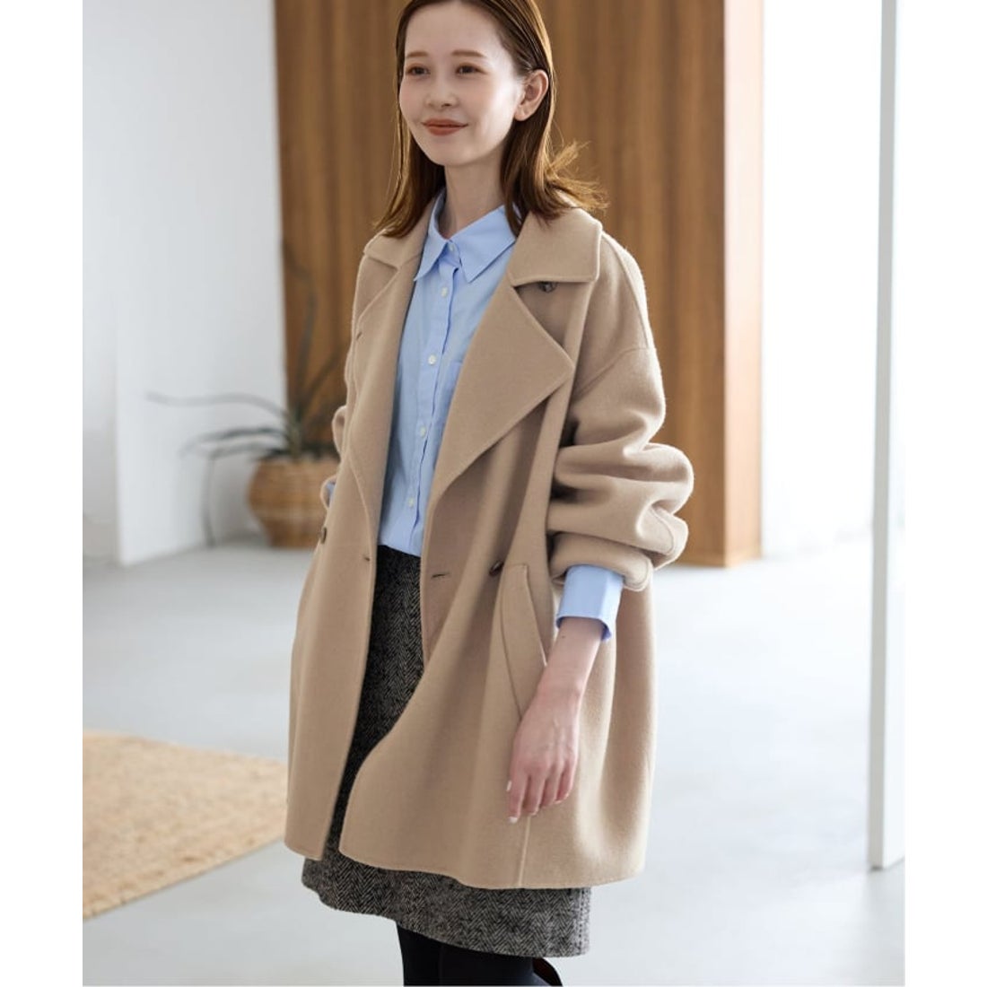 スローブ イエナ SLOBE IENA souple wool ダブルフェイスミドルコート