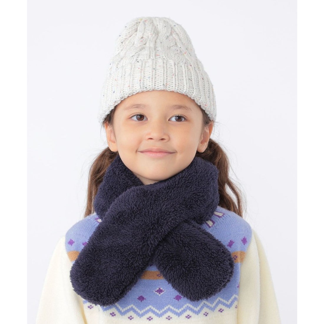 シップス SHIPS SHIPS KIDS:無地 ボア マフラー （ネイビー