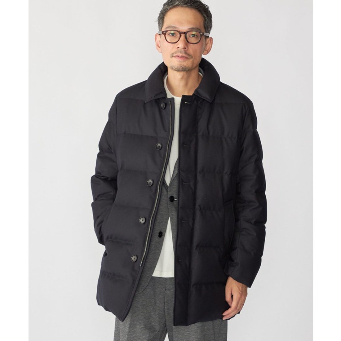 シップス SHIPS SHIPS: ウール ダウン ピーコート （ブラック