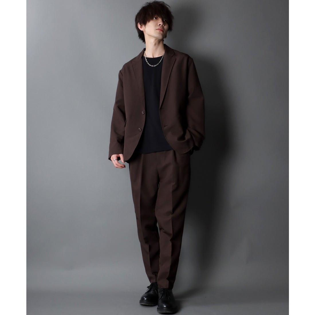 SITRY ポリトロ テーラード＆タックテーパードパンツ セットアップ