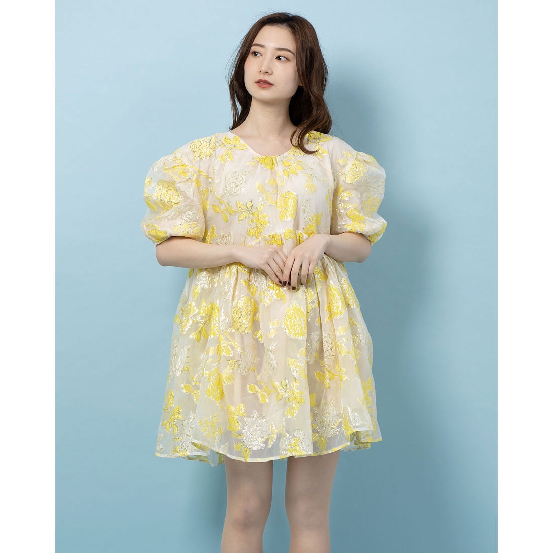 Sister Jane Gloss Floral Mini Smock Dress （YELLOW） -靴