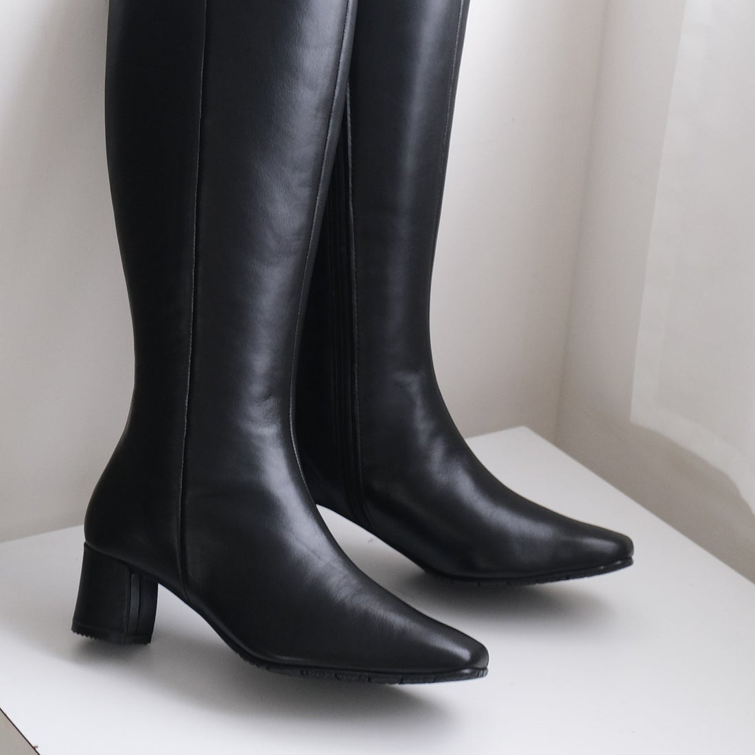 pointer 【本革】 ロングブーツ 本革ブーツ 本革 ブーツ シンプル 美脚