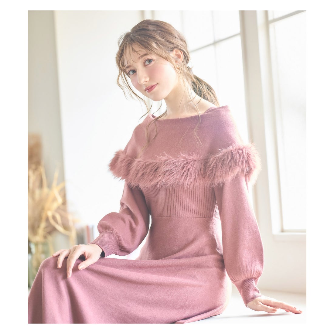 トッコクローゼット tocco closet ファー付きケープライクニット