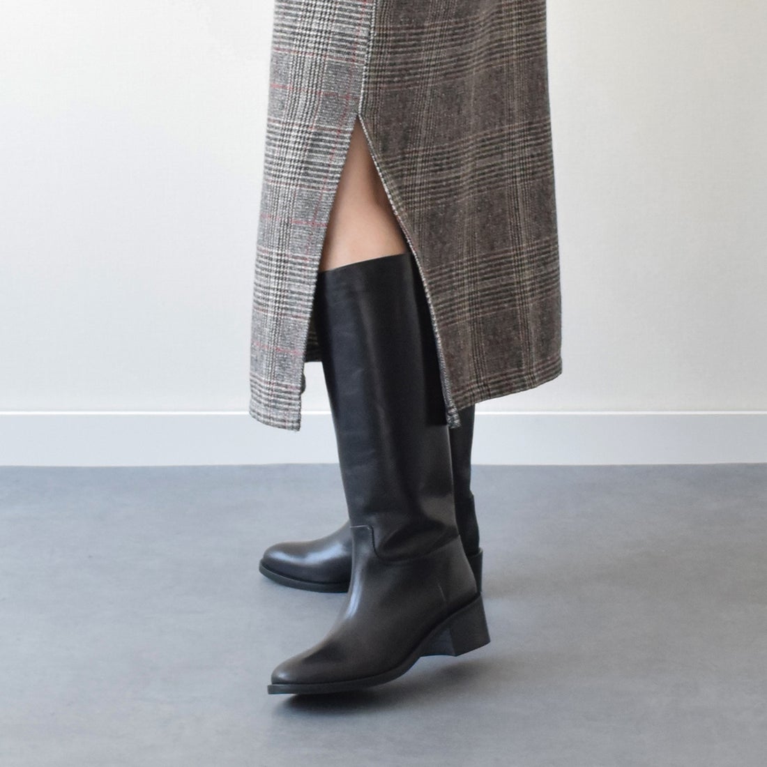 パスクッチ PASCUCCI ラウンドトウベーシックレザーロングブーツ