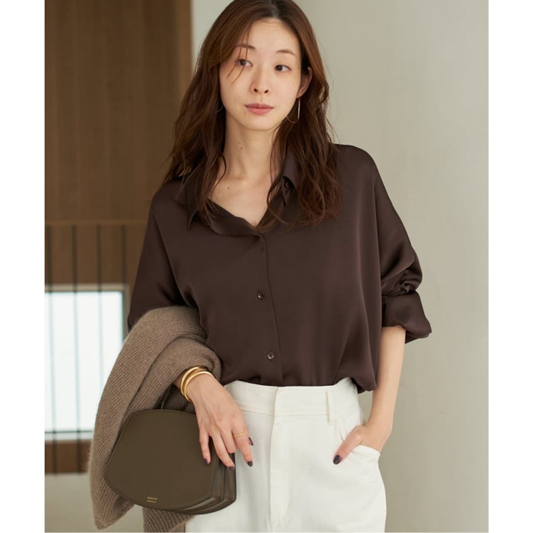プラージュ Plage dull satin dolman ブラウス （ブラウン